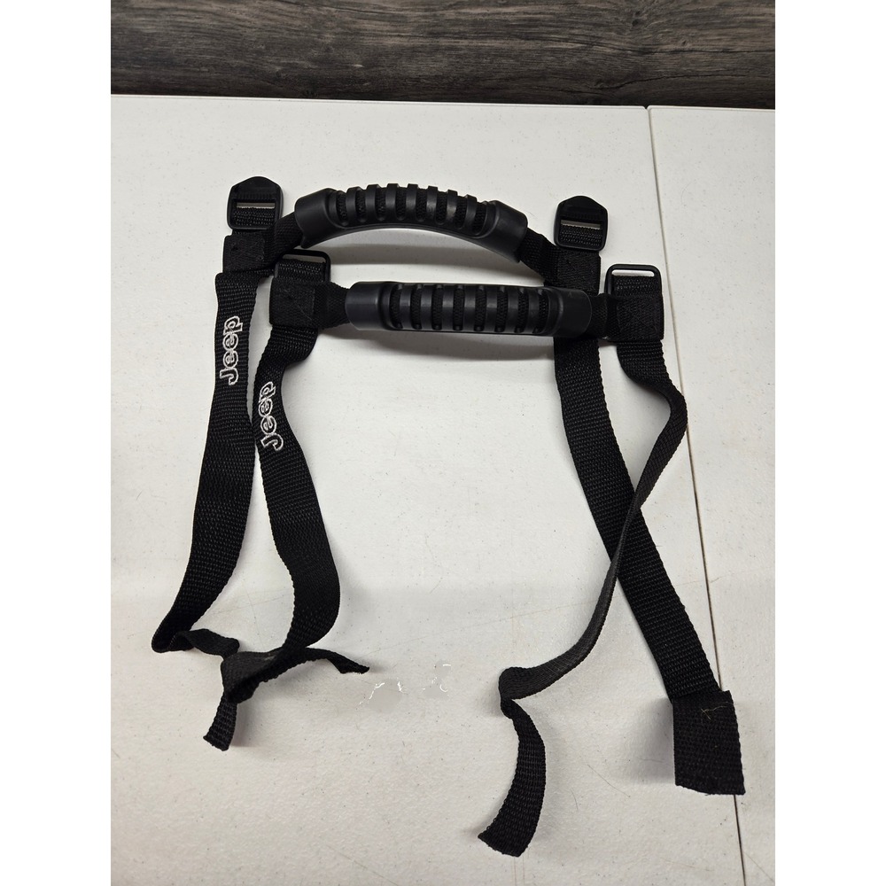 Jeep Roll Bar Grab Handles Black Heavy Duty Nylon Pair for Wrangler Gladiator